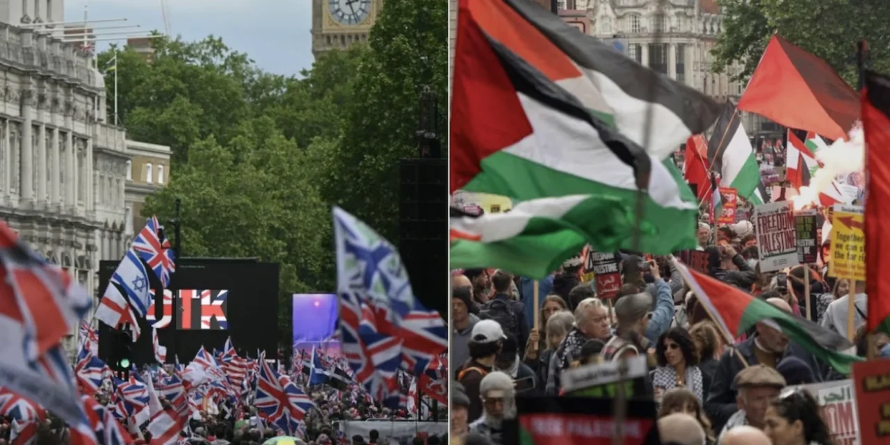 Manifestazioni politiche a Londra dal doppio colore