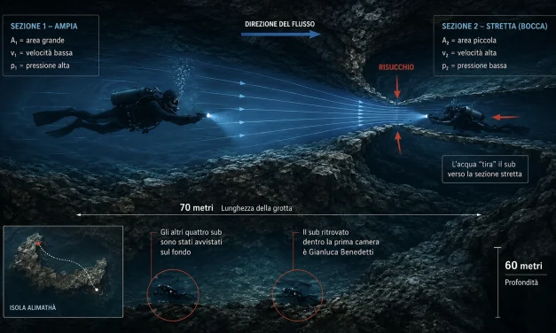 L’effetto Venturi e il mare che non perdona: cinque italiani nelle grotte delle Maldive