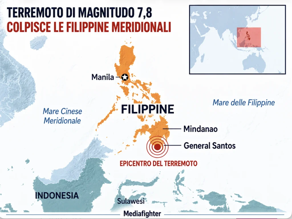 mappa terremoto nelle filippine